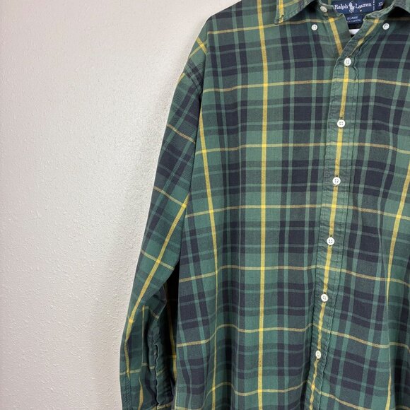 VTG 90s Y2k Ralph Lauren Blaire Green Plaid Button Down Shirt XL Classic - Picture 5 of 6